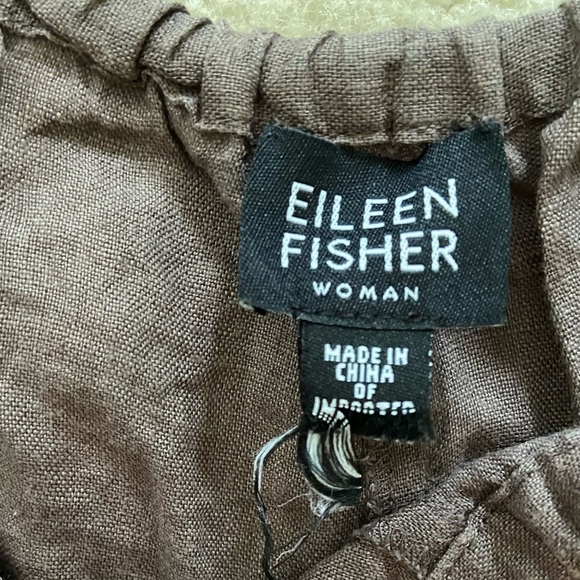 Eileen Fisher 100% Irish Linen cropped pants size XL , elastic waist, brown - Picture 2 of 3